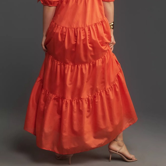 Anthropologie Off-The-Shoulder Tiered High-Low Midi Dress - Picture 10 of 13